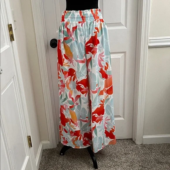 Floral Wide-Leg Pants with Drawstring - Picture 5 of 6